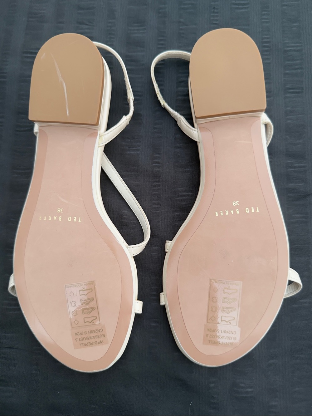 Ted Baker Cream Slingback Heeled Sandals with Rose Gold Insole - Picture 7 of 9